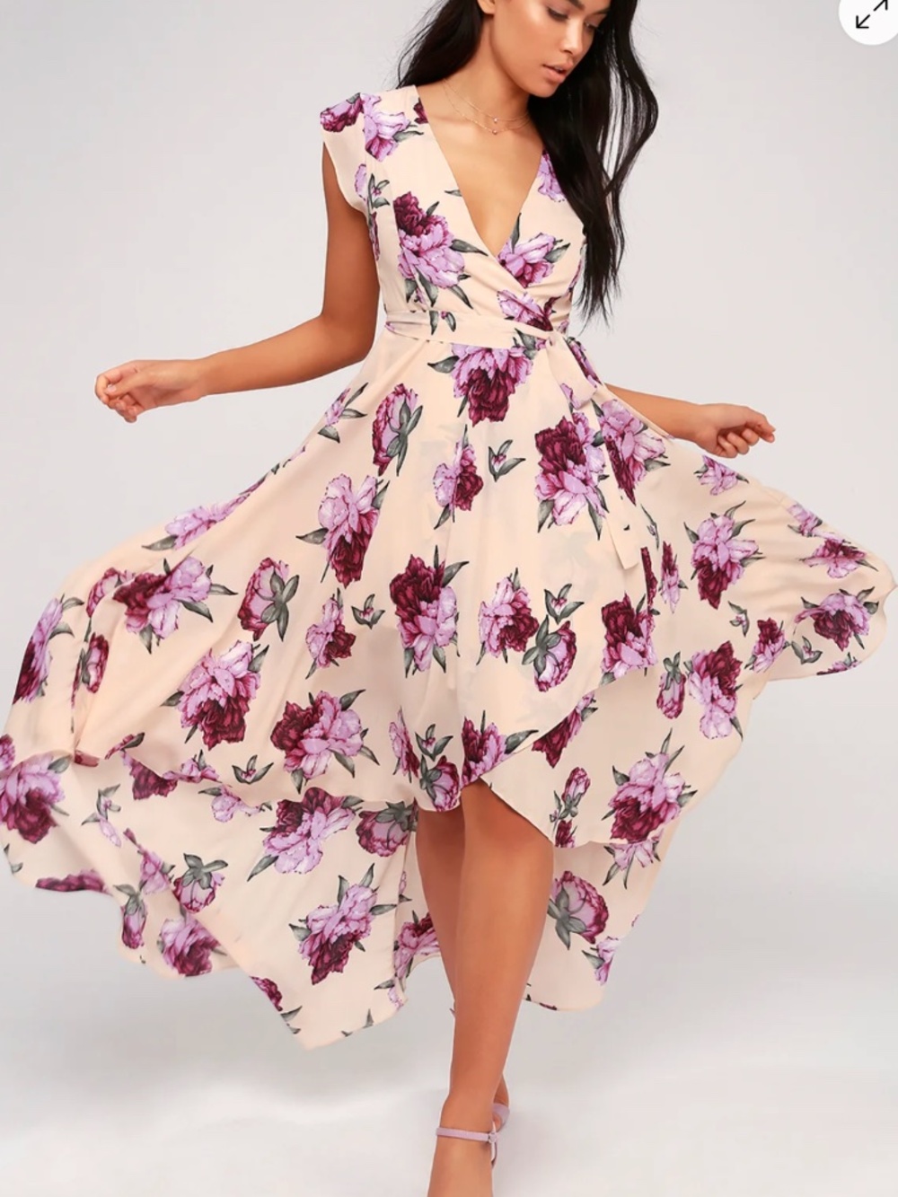 Lulus French Countryside Floral High-Low Dress | M
